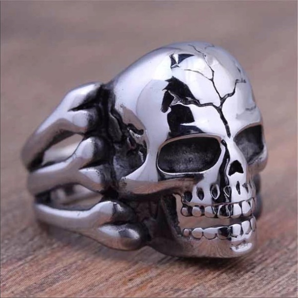 Silver Black Tibetan Silver Skeleton Ring - Picture 4 of 6